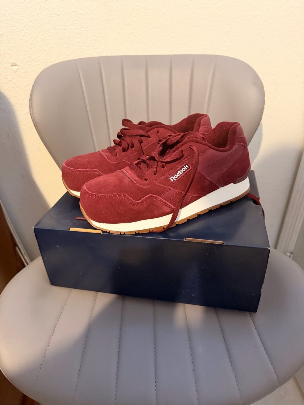 Reebok Women's Burgundy Suede Lace-Up Sneakers
